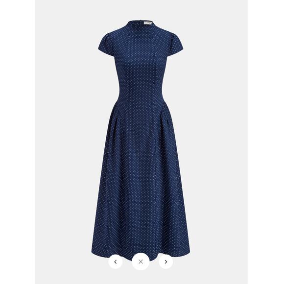 Commense Dresses & Skirts - NWT Commense Polka Dot Stand-Collar Flare Dress Sz M